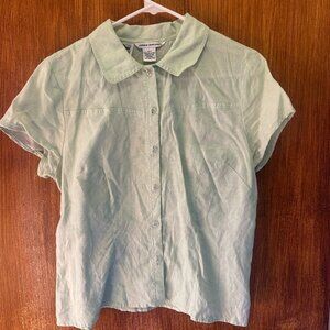 Vintage Button Down Cap Sleeve Blouse